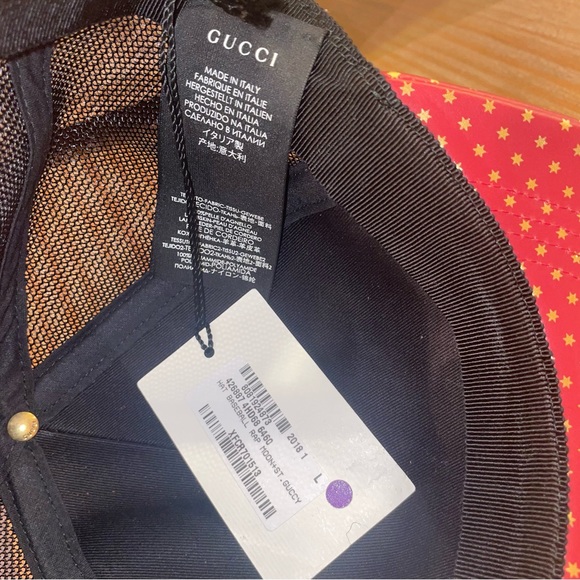 NWT Gucci “Guccy” Logo Moon/Star Print Baseball Hat - Red (L) - Discontinued - Picture 10 of 14